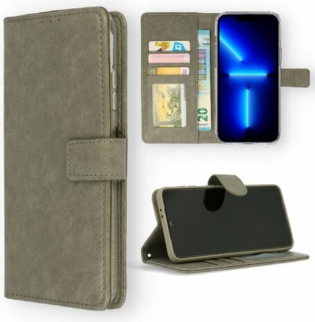 iPhone 14 Pro - Book Case - Grijs