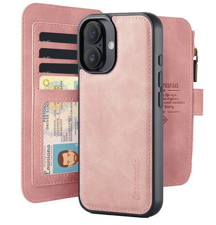 iPhone 16 - Pale Pink - 2 in 1 Rits Book Case
