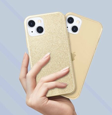 iPhone 13 Mini - Glitter Back Cover - Goud