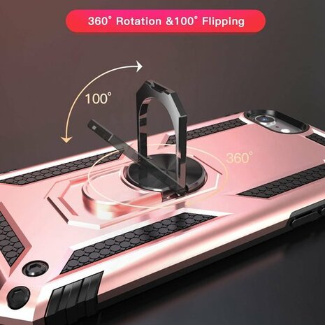 iPhone SE (2022 / 2020) - iPhone 6(s)/7/8 - Armor met Kickstand Ring - Rosegoud
