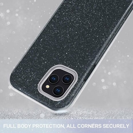 iPhone 12 Pro Max - Glitter Back Cover - Zwart