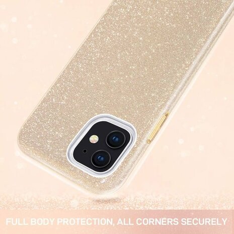 iPhone 12 Mini - Glitter Back Cover - Goud