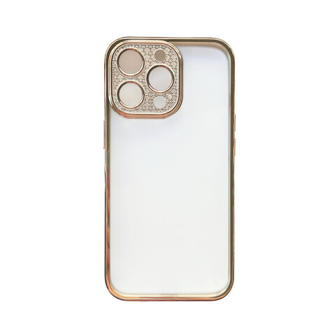 iPhone 12 - Glitter Cam Back Cover - Goud