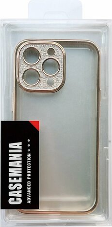 iPhone 12 - Glitter Cam Back Cover - Goud