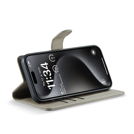 iPhone 15 Plus - 2 in 1 Book Case - Smoke Gray