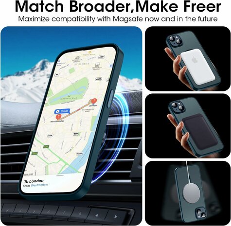 iPhone 14 - Blauw - Matte Armor - Geschikt voor MagSafe