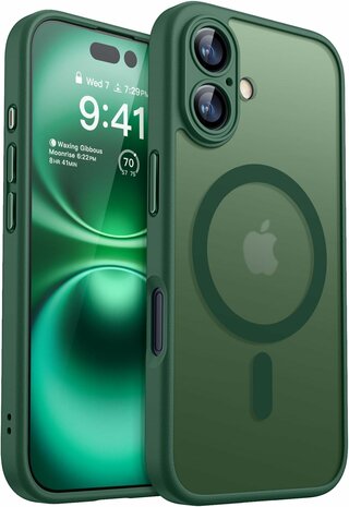 iPhone 16 - Matte MagSafe Armor Back Cover - Donker Groen