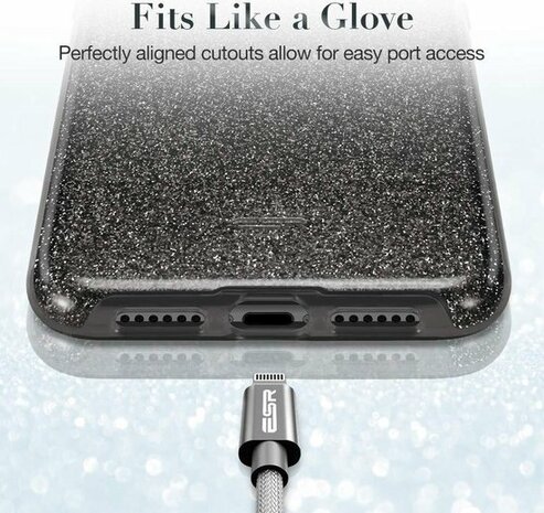 iPhone 12 Mini - Glitter Back Cover - Zwart