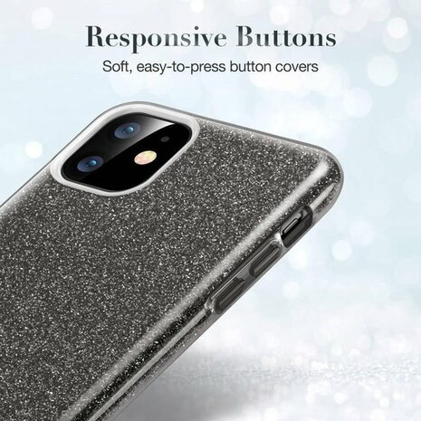 iPhone 12 Mini - Glitter Back Cover - Zwart