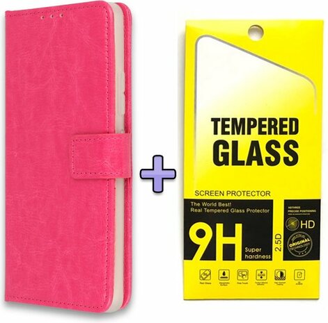 iPhone 11 - Book Case &amp; Glas - Roze