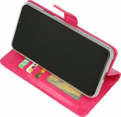 iPhone 11 - Book Case &amp; Glas - Roze