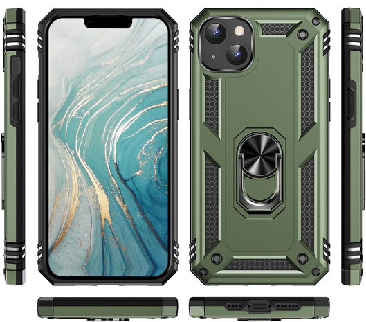 iPhone 15 Plus Groen - Armor met Kickstand Ring