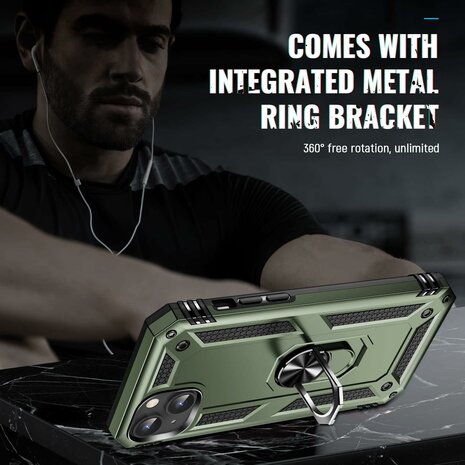 iPhone 15 Plus Groen - Armor met Kickstand Ring