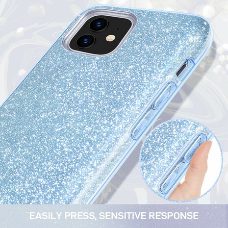 iPhone 11 - Glitter Back Cover - Blauw