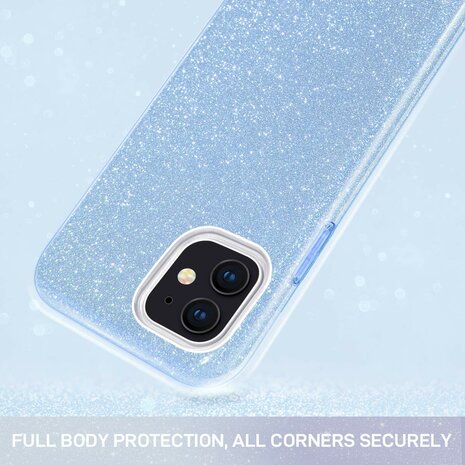 iPhone 11 - Glitter Back Cover - Blauw