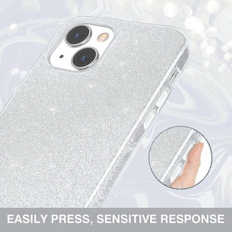 iPhone 13 Mini - Glitter Back Cover - Zilver
