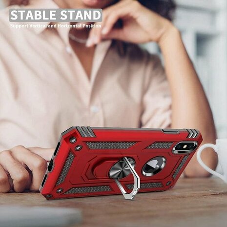 iPhone XS Max - Armor met Kickstand Ring - Rood