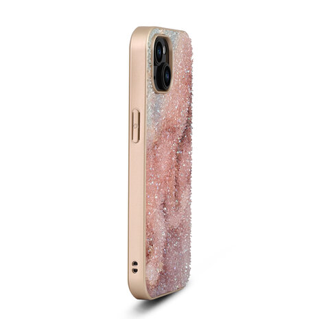 iPhone 12 - Diamant Marmer Glitter - Roze
