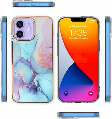 iPhone 11 - Marmer Back Cover - Blauw