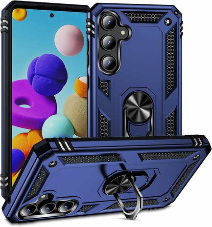 Samsung A55 - Blauw - Armor met Kickstand Ring