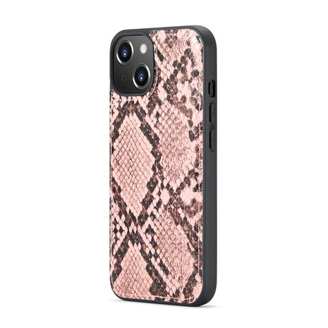 iPhone 13 Mini - Roze - 2 in 1 Slangen Portemonnee Book Case met Rits