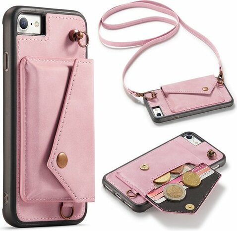 iPhone SE 2022 Pale Pink - Back Cover met Koord