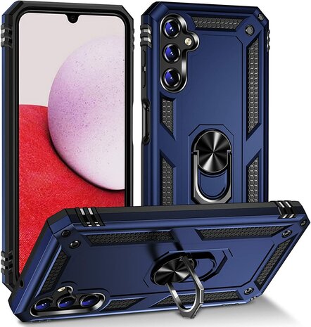 Samsung A14 Blauw - Armor met Kickstand Ring