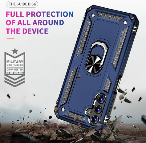 Samsung A14 Blauw - Armor met Kickstand Ring