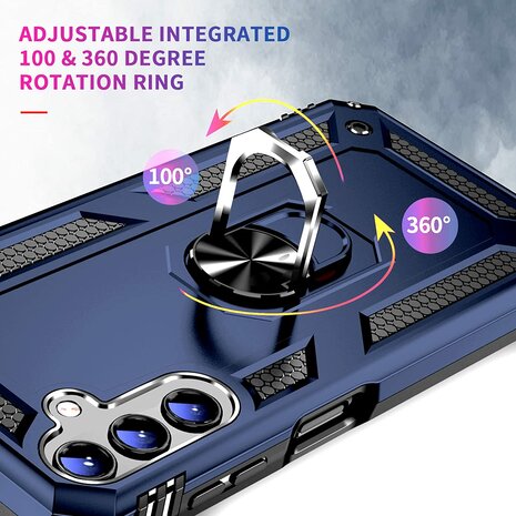 Samsung A14 Blauw - Armor met Kickstand Ring
