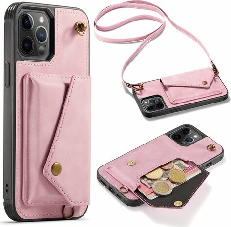 iPhone 12 Pro Max Pale Pink - Back Cover met Koord