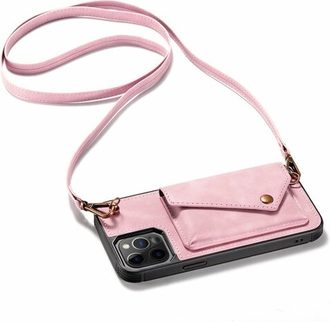 iPhone 12 Pro Max Pale Pink - Back Cover met Koord