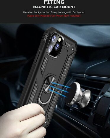 iPhone 11 Pro Max - Armor met Kickstand Ring - Zwart