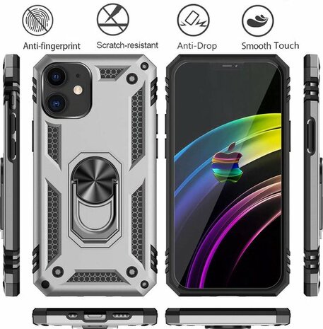 iPhone 12 Mini Grijs - Armor met Kickstand Ring