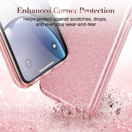 iPhone 12 Mini - Glitter Back Cover - Roze