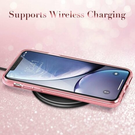 iPhone 12 Mini - Glitter Back Cover - Roze