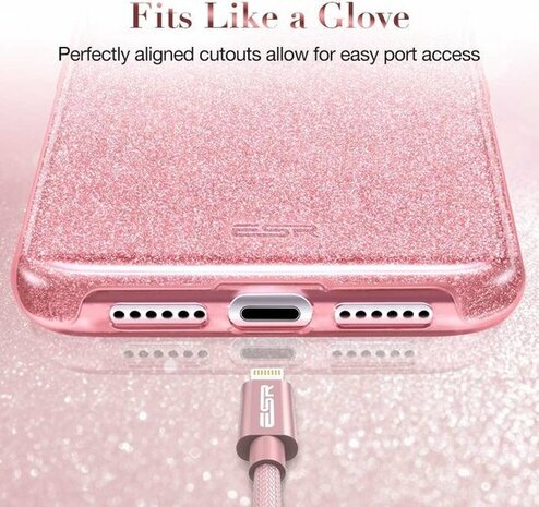 iPhone 12 Mini - Glitter Back Cover - Roze