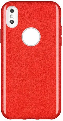 iPhone XS Max - Glitter Back Cover - Rood