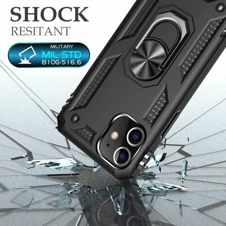 iPhone 12 Mini Zwart - Armor met Kickstand Ring
