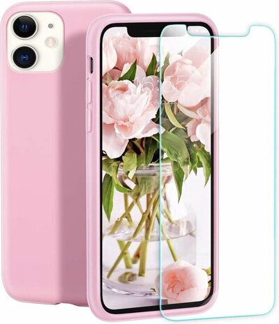 iPhone 12 Mini - Back Cover &amp; Glas - Roze