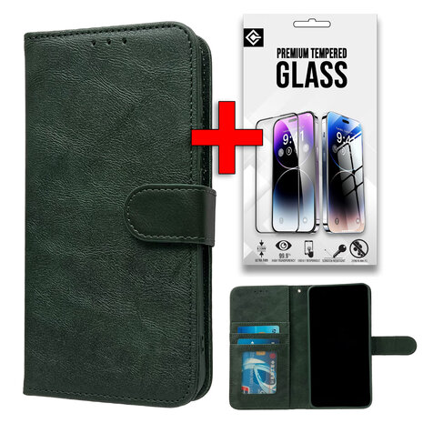 iPhone 16 Pro - Book Case &amp; Glas - Groen