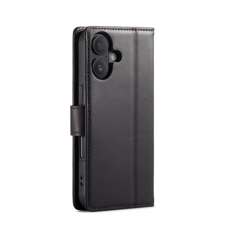 iPhone 16 - Zwart - Lederen Book Case