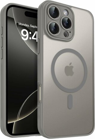 iPhone 16 Pro Max - Matte MagSafe Armor Back Cover - Grijs