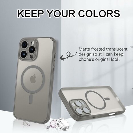 iPhone 16 Pro Max - Matte MagSafe Armor Back Cover - Grijs
