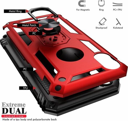 iPhone XR - Armor met Kickstand Ring - Rosegoud