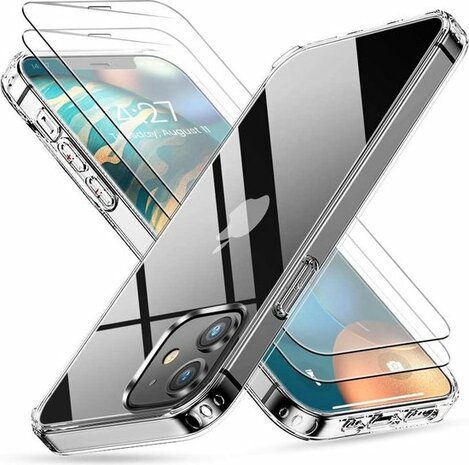 iPhone 12 Mini - Back Cover &amp; 2X Glas - Transparant