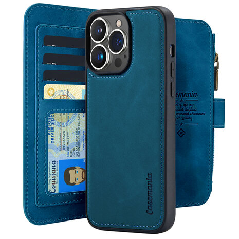 iPhone 16 Pro - Navy Blue - 2 in 1 Rits Book Case