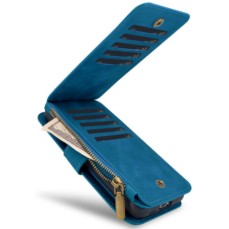 iPhone 16 Pro - Navy Blue - 2 in 1 Rits Book Case