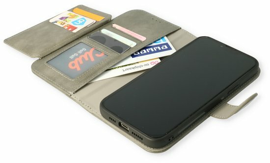 iPhone 11 Grijs - 2 in 1 HQ Book met Extra Vakken