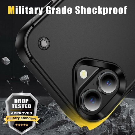 iPhone 16 - Kickstand Armor Back Cover - Zwart