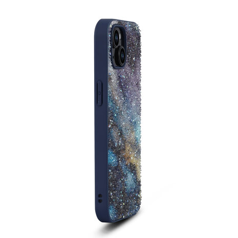 iPhone 12 - Diamant Marmer Glitter - Blauw
